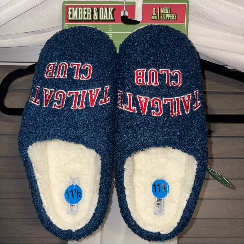 Blue, Red and White Men's Slippers- Size 11/12